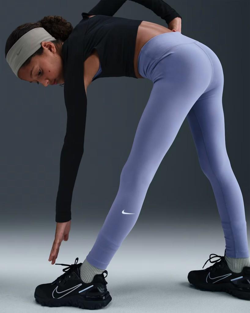 Nike FZ5605-499 One Dri-FIT Yüksek Belli Genç Çocuk (Kız) Taytı - Mor