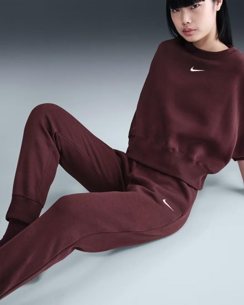 Nike FZ7626-652 Sportswear Phoenix Fleece Normal Belli Kadın Eşofman Altı - Bordo