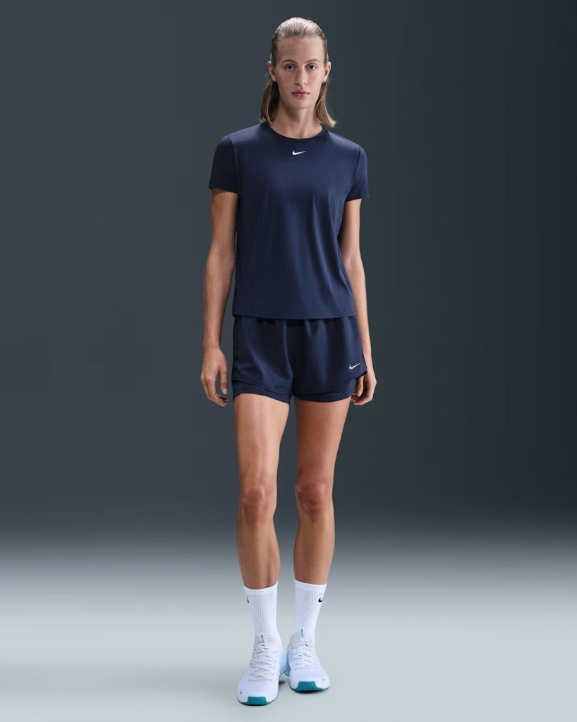 Nike One Classic IB9408-410 Dri-FIT Kısa Kollu Kadın Tişört - Lacivert