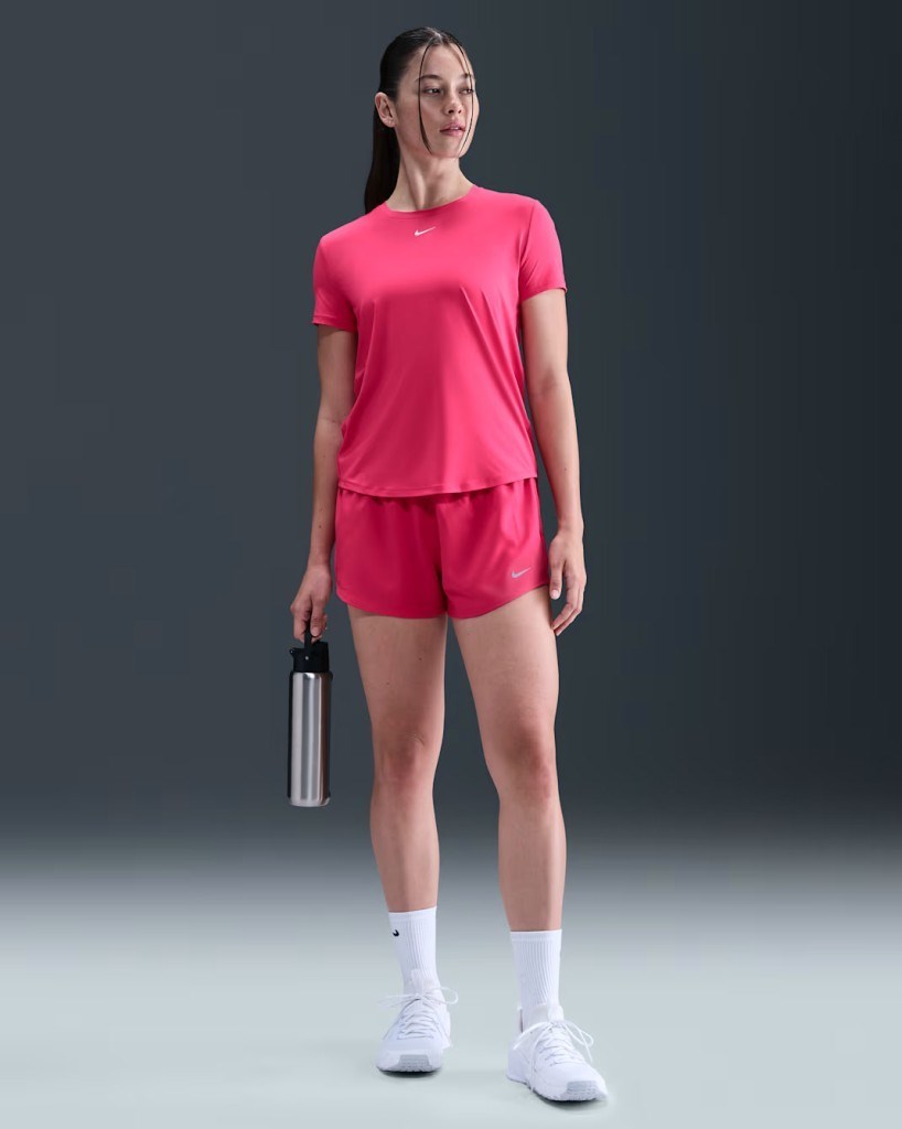 Nike One Classic IB9408-666 Dri-FIT Kısa Kollu Kadın Tişört - Pembe