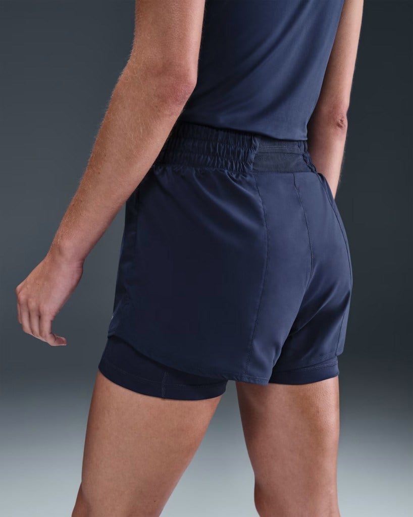 Nike One Dri-FIT DX6016-410 Yüksek Belli 8 cm Taytlı Şort - Lacivert