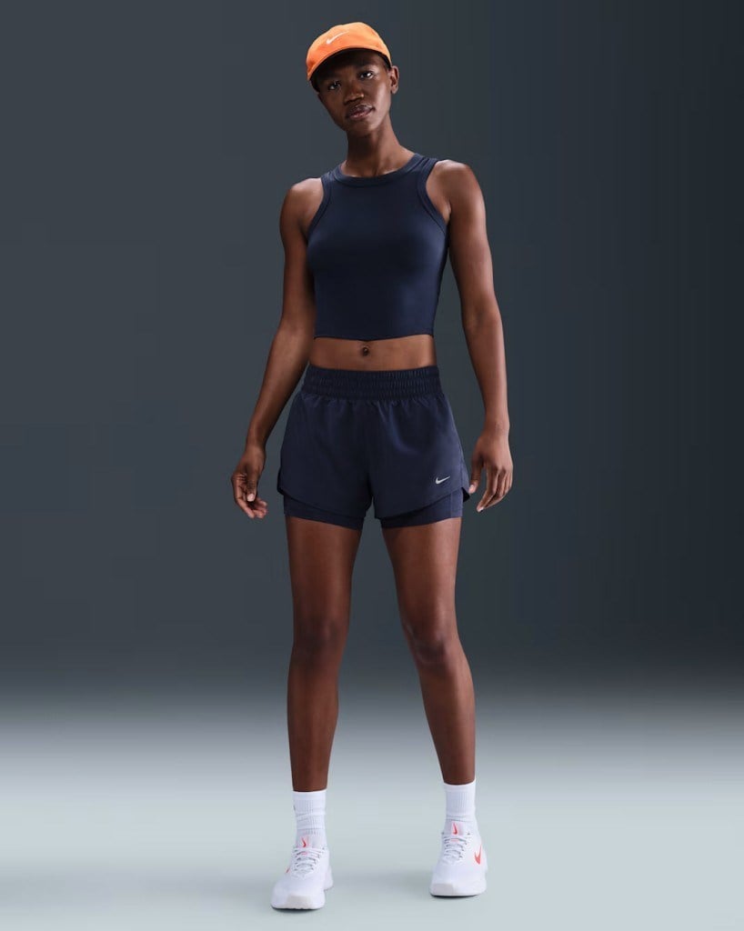 Nike One DX6012-410 Kadın Dri-FIT Orta Bel Taytlı Şort - Midnight Navy