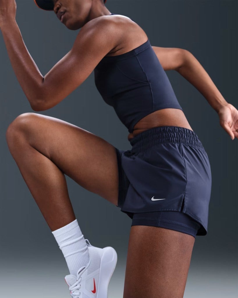 Nike One DX6012-410 Kadın Dri-FIT Orta Bel Taytlı Şort - Midnight Navy