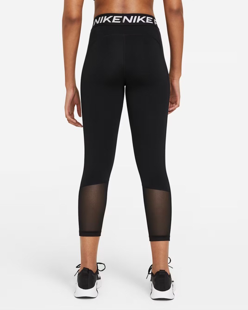 Nike Pro CZ9803-013 Normal Belli File Panelli Crop Kadın Taytı - Siyah