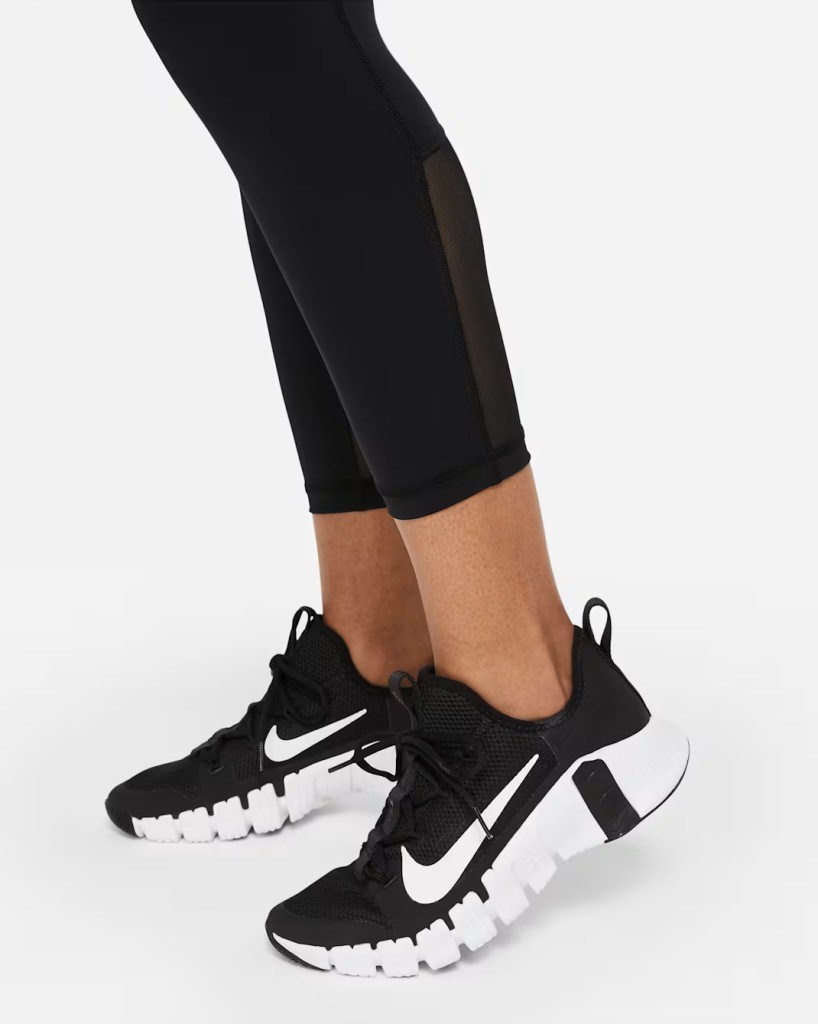 Nike Pro CZ9803-013 Normal Belli File Panelli Crop Kadın Taytı - Siyah