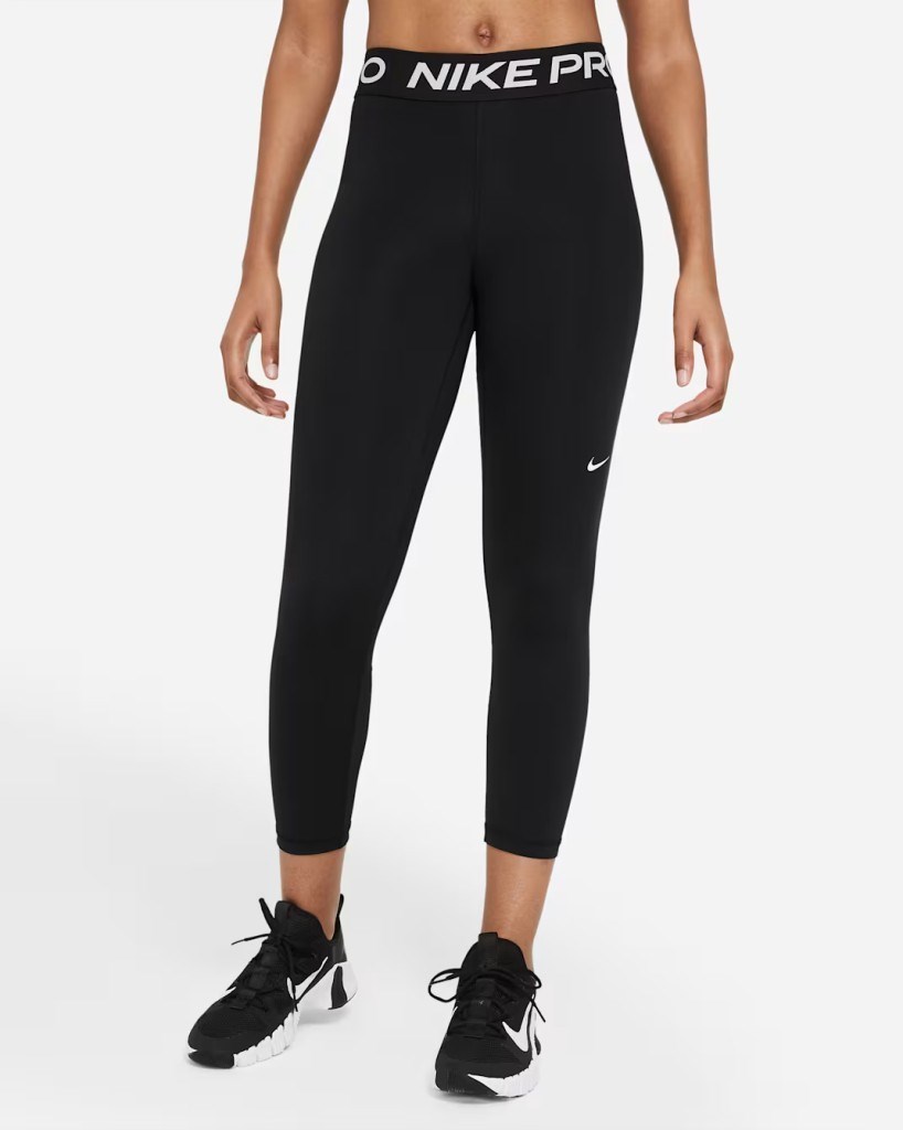 Nike Pro CZ9803-013 Normal Belli File Panelli Crop Kadın Taytı - Siyah