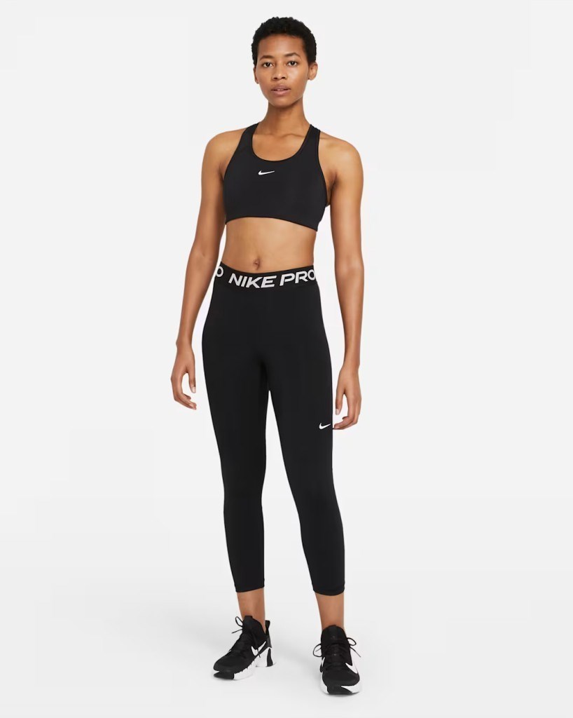 Nike Pro CZ9803-013 Normal Belli File Panelli Crop Kadın Taytı - Siyah