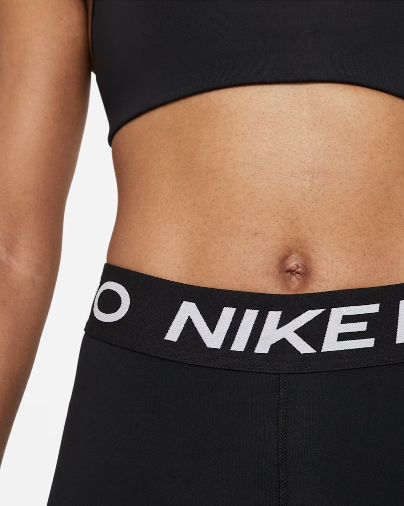 Nike Pro CZ9803-013 Normal Belli File Panelli Crop Kadın Taytı - Siyah