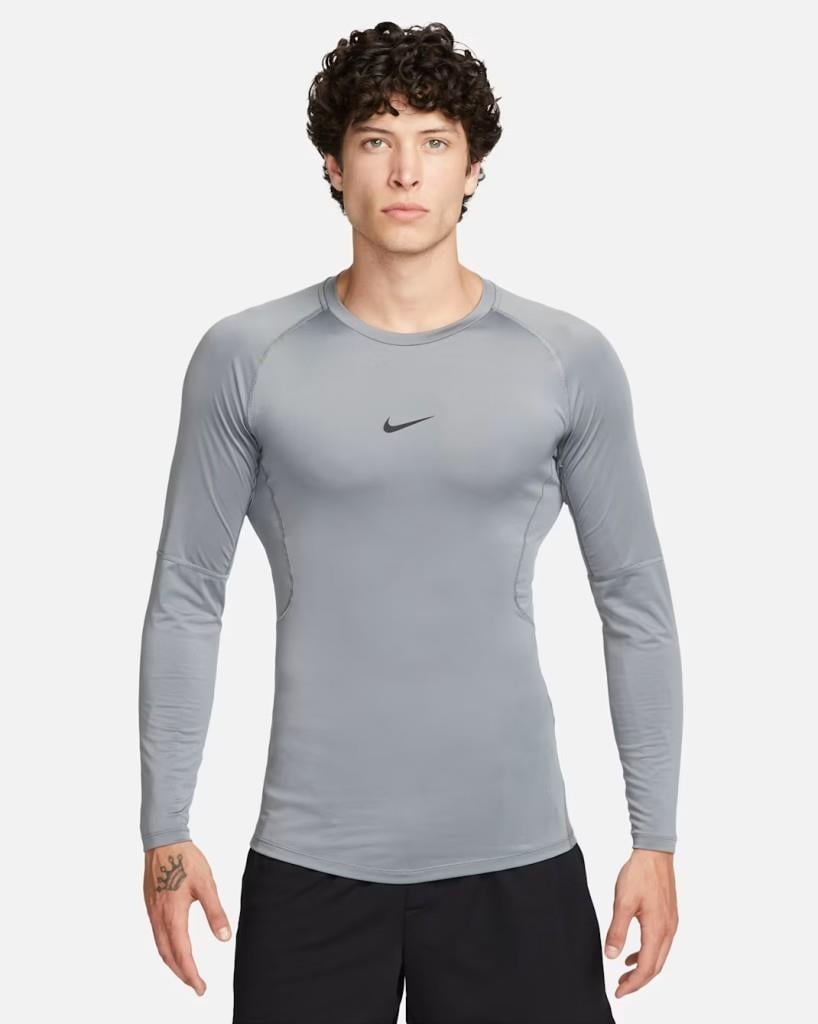 Nike Pro Dri-FIT Sıkı Kesimli Uzun Kollu Erkek Tişört - Gri FB7919-084