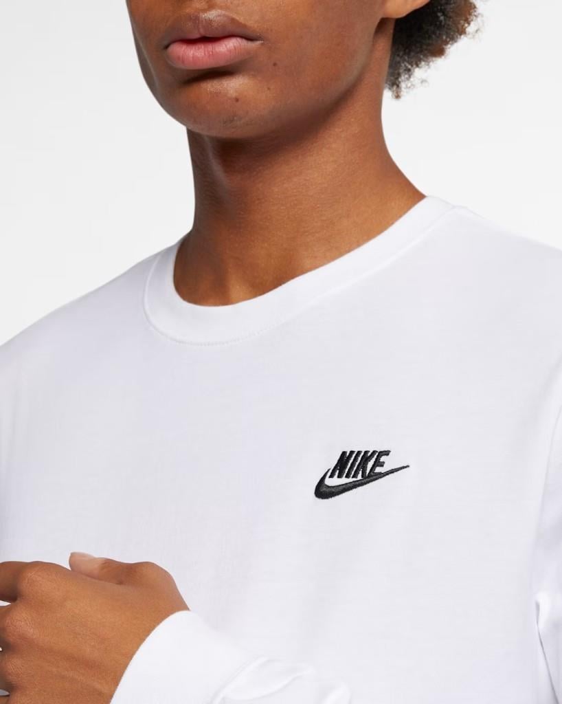 Nike Sportswear Club AR5193-100 Erkek Uzun Kollu Tişörtü - Beyaz