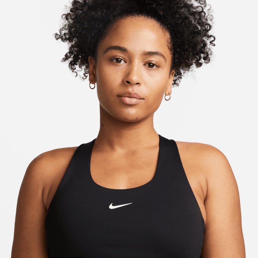 Nike Swoosh DV9897-010 Kadın Orta Destekli Sütyenli Spor Atlet - Siyah
