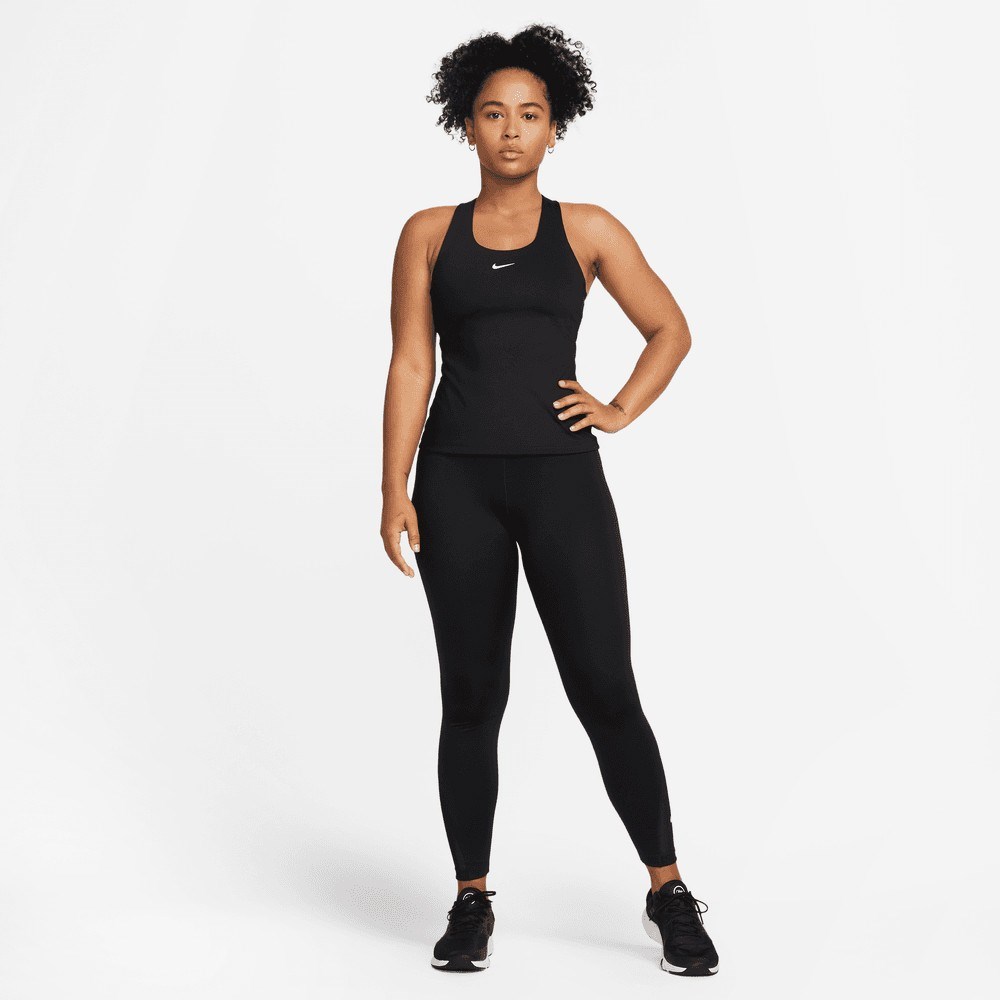Nike Swoosh DV9897-010 Kadın Orta Destekli Sütyenli Spor Atlet - Siyah