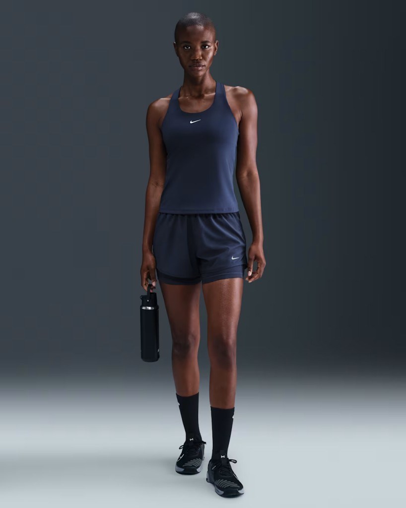 Nike Swoosh DV9897-411 Kadın Orta Destekli Sütyenli Spor Atlet - Lacivert