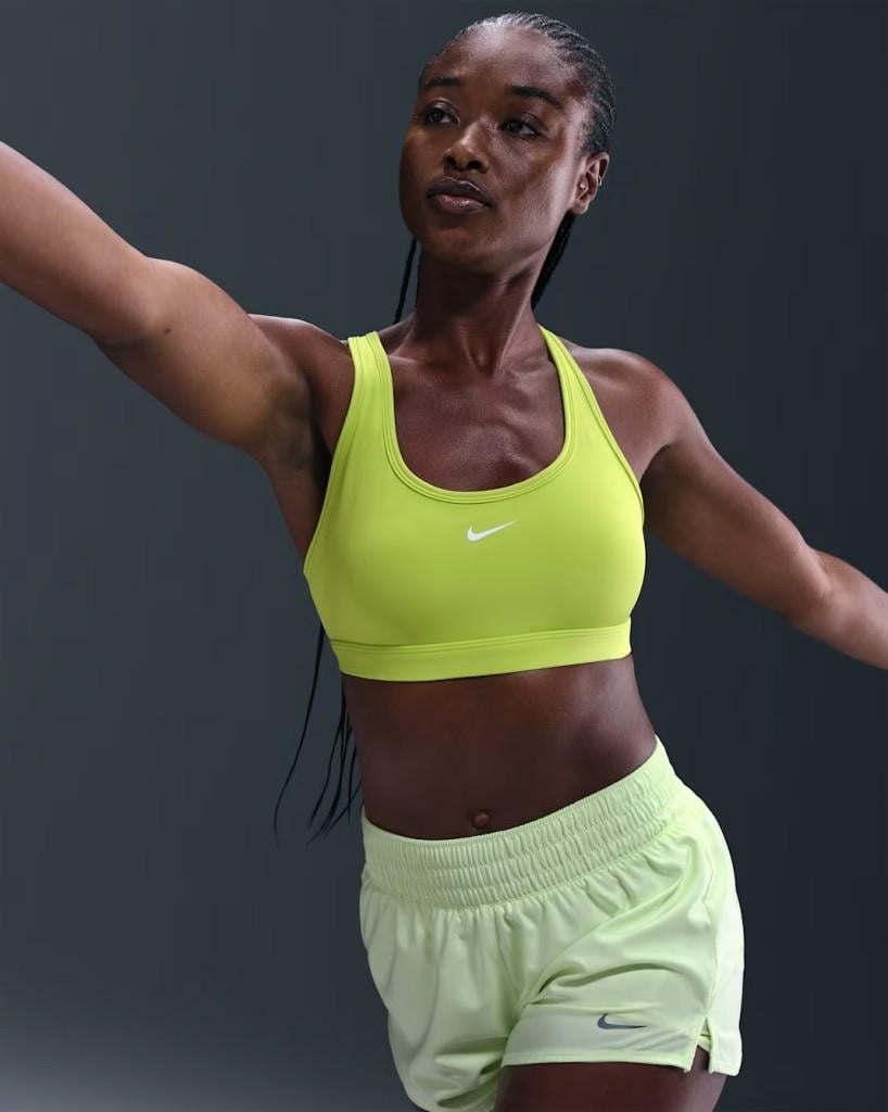 Nike Swoosh DX6817-389 Hafif Destekli Dolgusuz Kadın Spor Sütyeni - Cyber