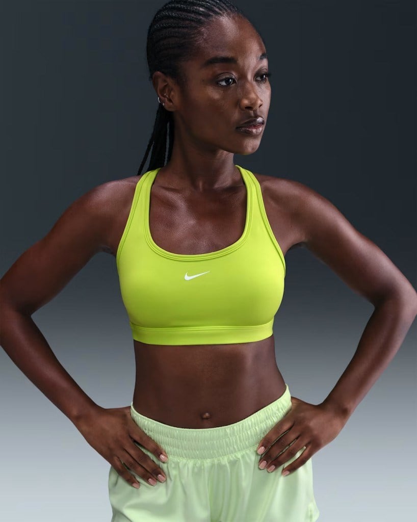 Nike Swoosh DX6817-389 Hafif Destekli Dolgusuz Kadın Spor Sütyeni - Cyber