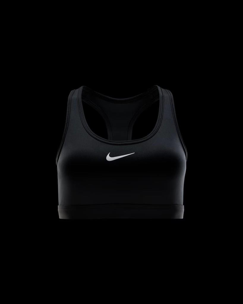 Nike Swoosh DX6821-010 Orta Destekli Pedli Kadın Spor Sütyeni - Siyah