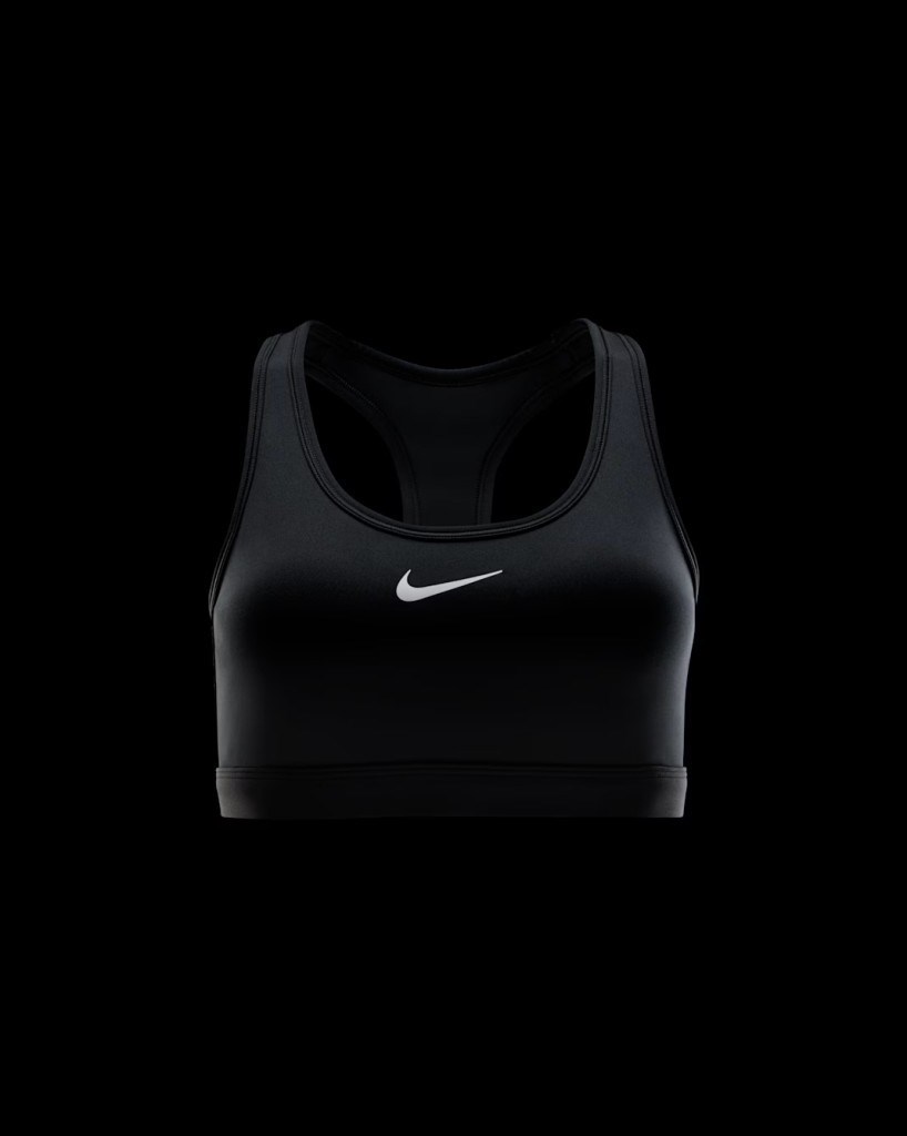 Nike Swoosh DX6821-010 Orta Destekli Pedli Kadın Spor Sütyeni - Siyah