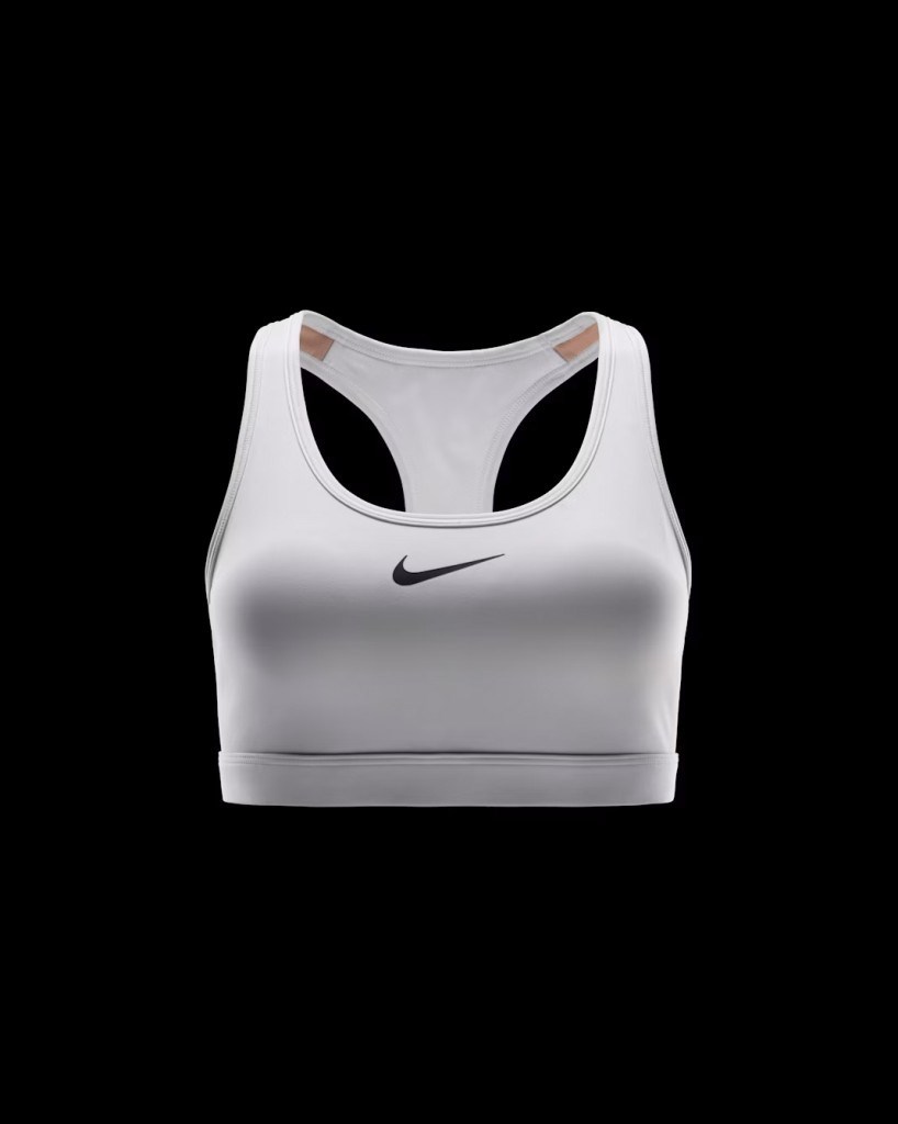 Nike Swoosh DX6821-100 Orta Destekli Pedli Kadın Spor Sütyeni - Beyaz