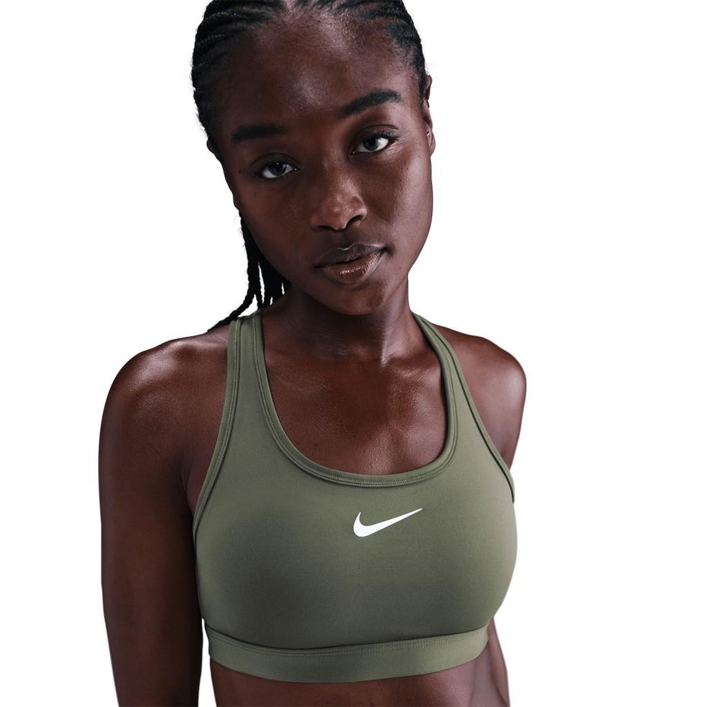Nike Swoosh DX6821-222 Orta Destekli Pedli Kadın Spor Sütyeni - Medium Olive