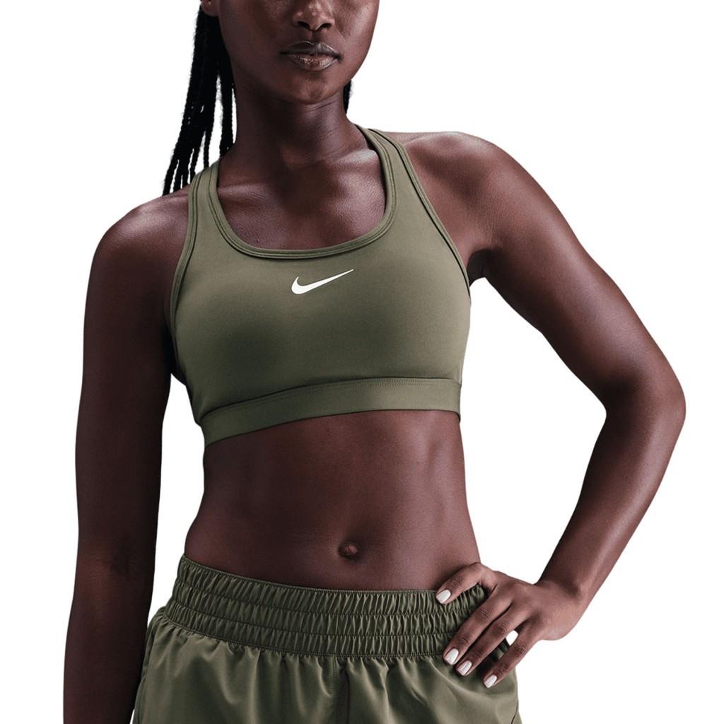 Nike Swoosh DX6821-222 Orta Destekli Pedli Kadın Spor Sütyeni - Medium Olive