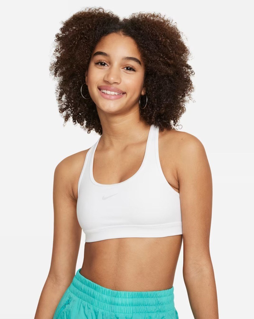 Nike Swoosh Kızlar Spor Sütyeni - Beyaz