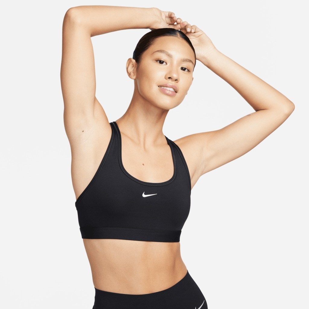 Nike Swoosh Light Support Dolgusuz Kadın Siyah Spor Sütyeni DX6817-010