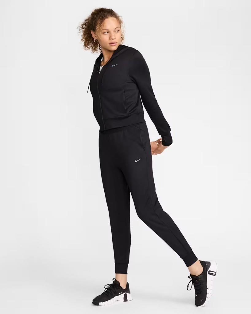 Nike Therma-FIT One FB5216-010 Tam Boy Fermuarlı Kadın Kapüşonlu Üst - Siyah