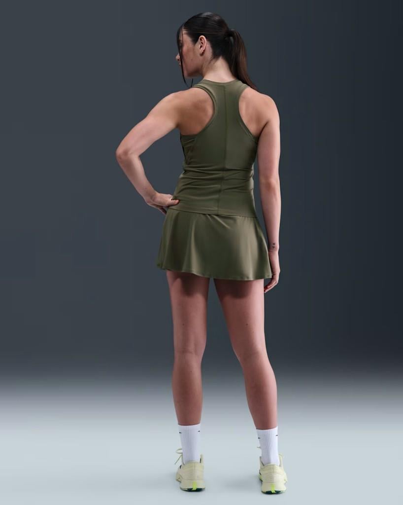 Nike Victory FD5577-223 Dri-FIT Kısa Fırfırlı Kadın Tenis Eteği - Zeytin Yeşili