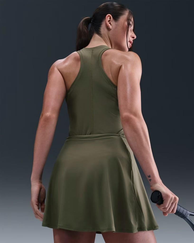 Nike Victory FD5577-223 Dri-FIT Kısa Fırfırlı Kadın Tenis Eteği - Zeytin Yeşili