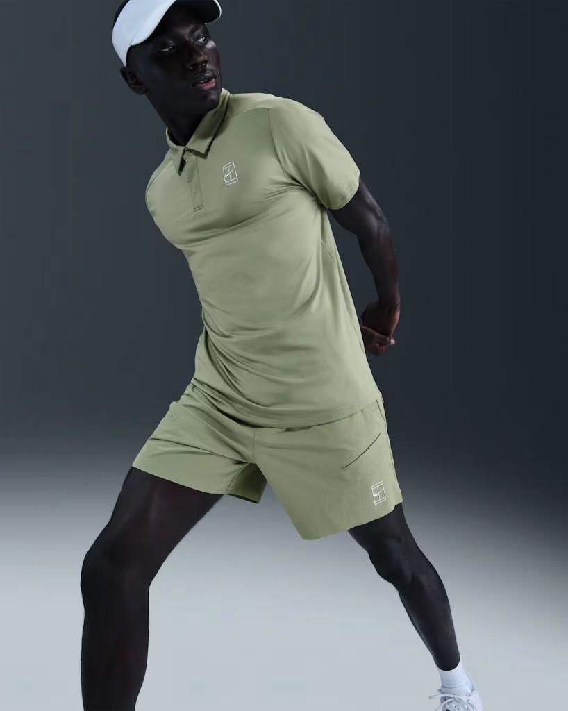 NikeCourt FZ6913-386 Advantage Dri-FIT 15 cm Erkek Tenis Şortu - Zeytin Yeşili