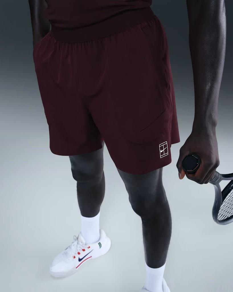 NikeCourt FZ6913-652 Advantage Dri-FIT 15 cm Erkek Tenis Şortu - Bordo