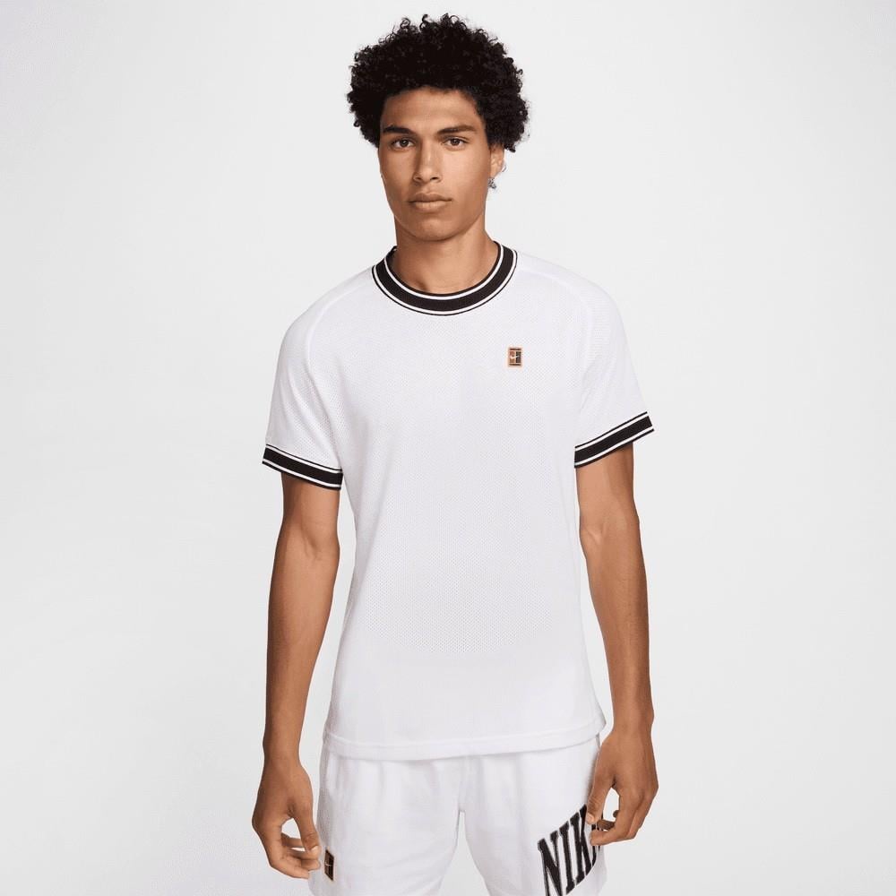 NikeCourt Heritage Kısa Kollu Erkek Beyaz Tenis Tişört FN0318-101