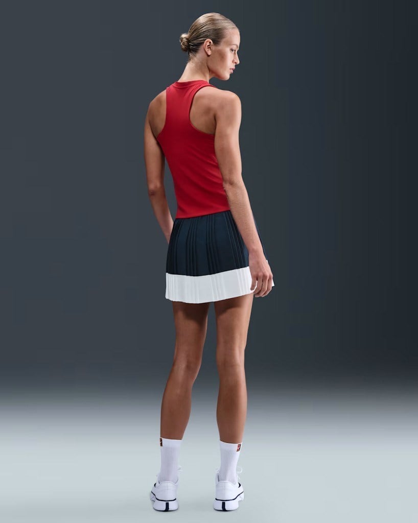 NikeCourt HJ7913-478 Ace Advantage Dri-FIT Pileli Kadın Tenis Eteği - Lacivert