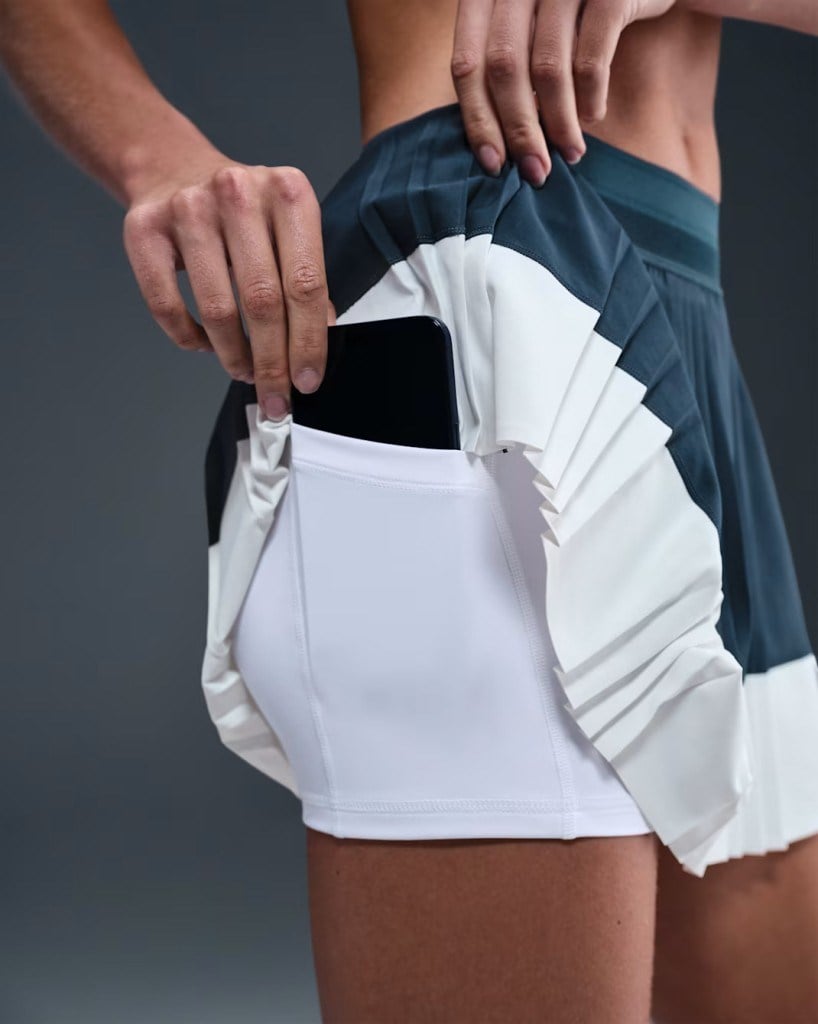 NikeCourt HJ7913-478 Ace Advantage Dri-FIT Pileli Kadın Tenis Eteği - Lacivert