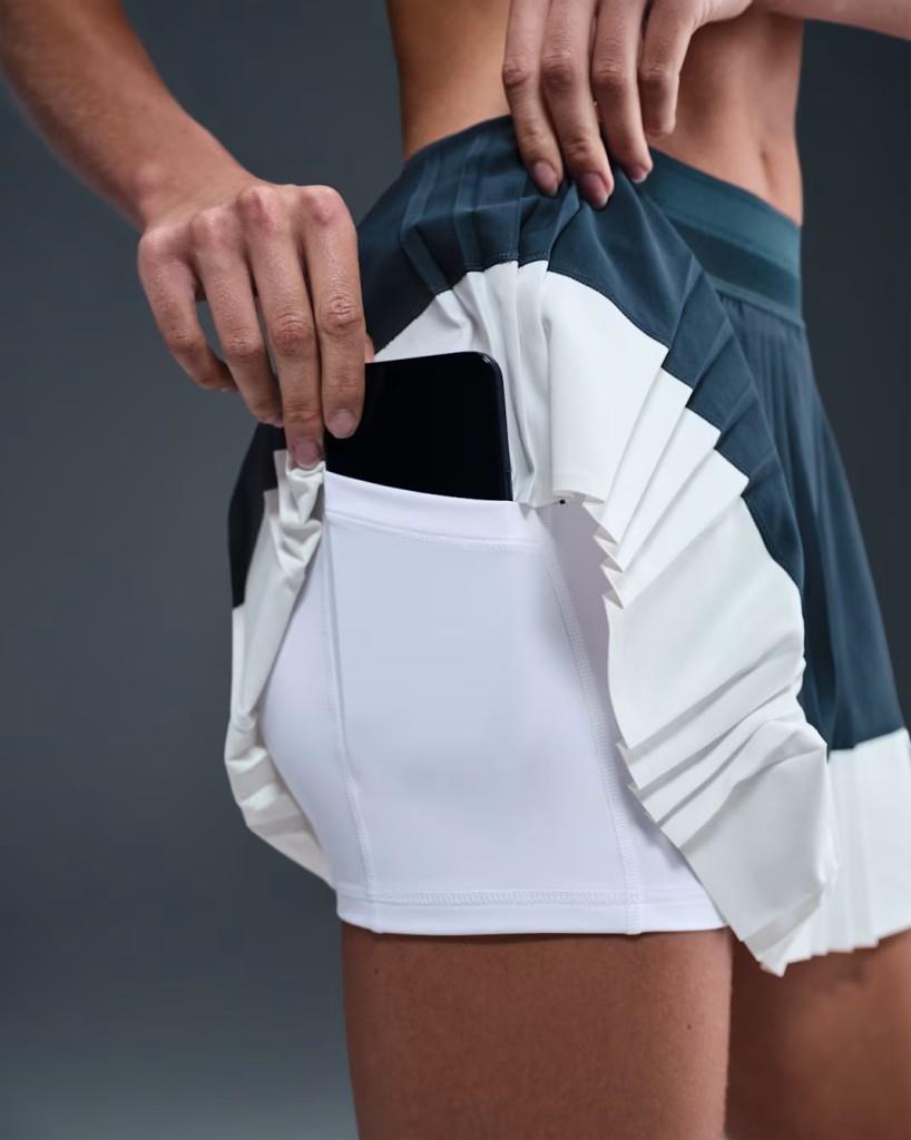 NikeCourt HJ7913-478 Ace Advantage Dri-FIT Pileli Kadın Tenis Eteği - Lacivert