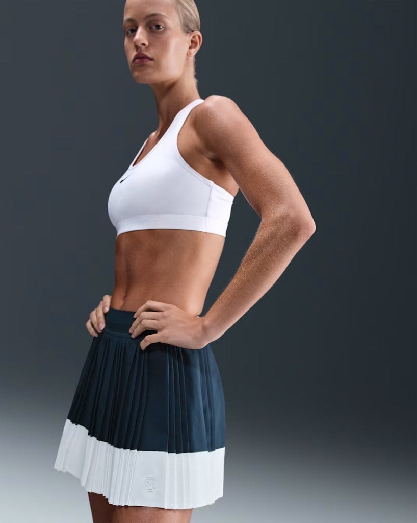 NikeCourt HJ7913-478 Ace Advantage Dri-FIT Pileli Kadın Tenis Eteği - Lacivert