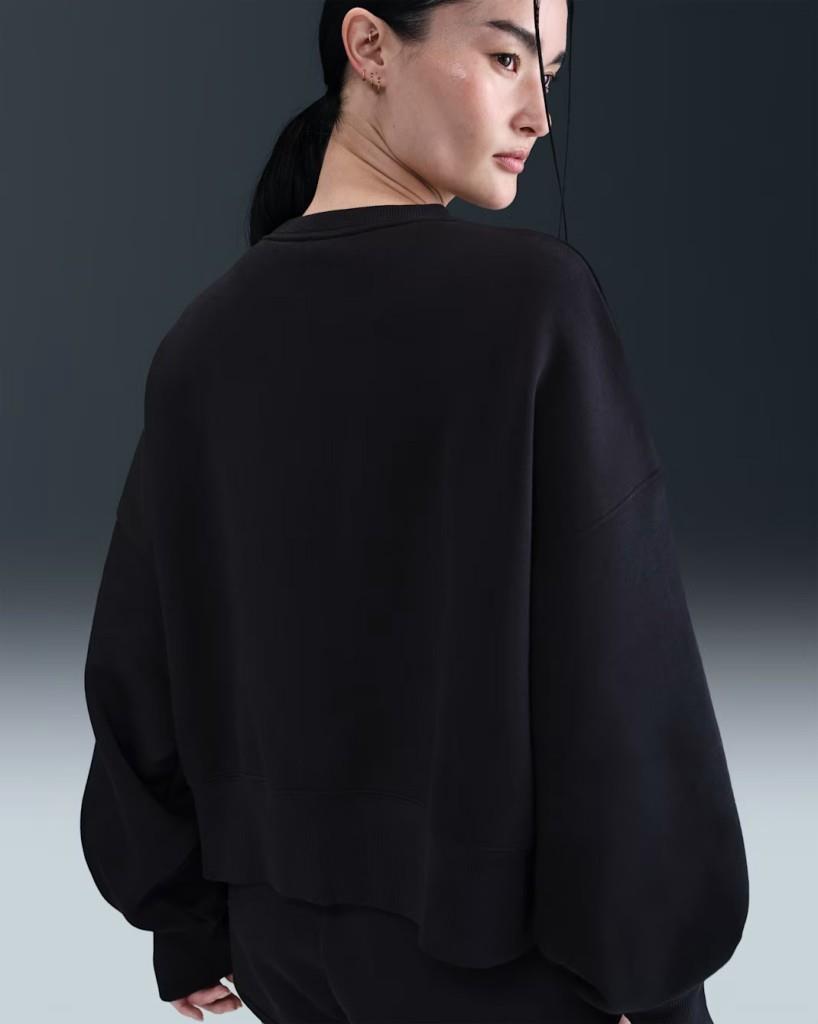 NikeCourt HJ8988-010 Heritage Phoenix Fleece Ekstra Bol Kesim Sıfır Yaka Kadın Sweatshirt - Siyah