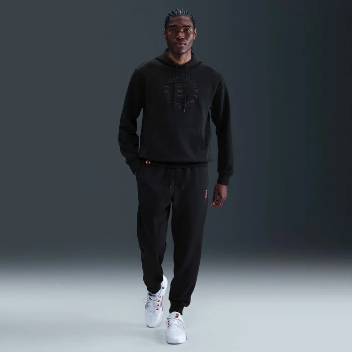 NikeCourt HM6759-010 Heritage Dri-FIT French Terry Erkek Tenis Kapüşonlu Sweatshirt - Siyah