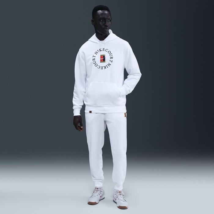 NikeCourt HM6759-100 Heritage Dri-FIT French Terry Erkek Tenis Kapüşonlu Sweatshirt - Beyaz