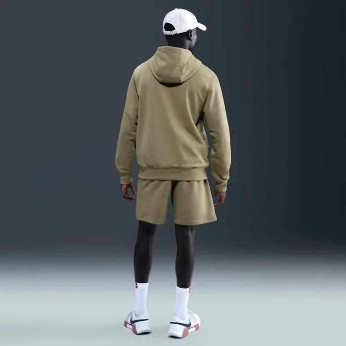 NikeCourt HM6759-276 Heritage Dri-FIT French Terry Erkek Tenis Kapüşonlu Sweatshirt - Zeytin Yeşili