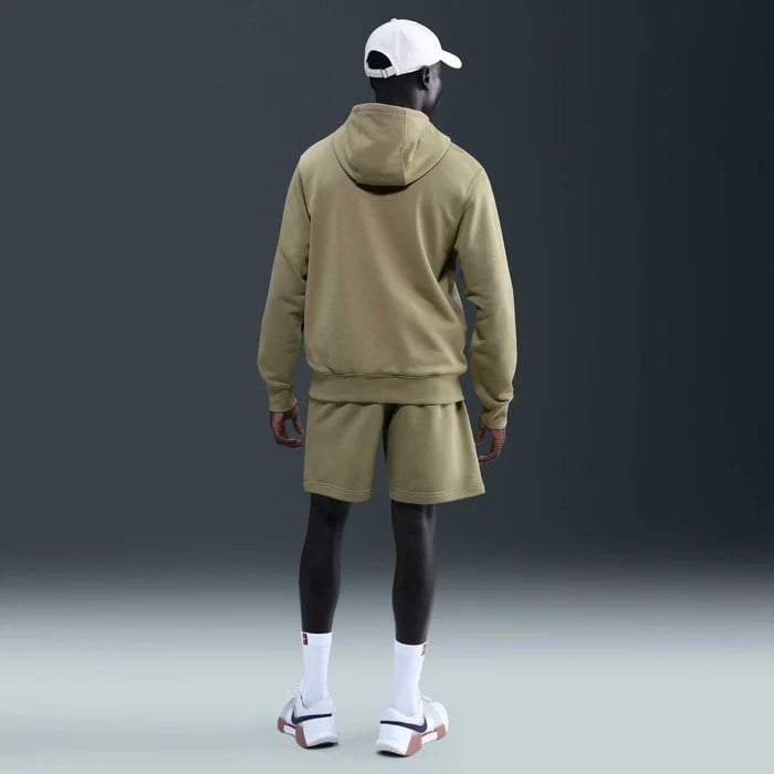 NikeCourt HM6759-276 Heritage Dri-FIT French Terry Erkek Tenis Kapüşonlu Sweatshirt - Zeytin Yeşili