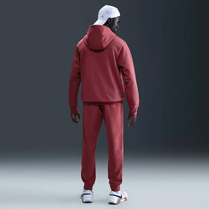 NikeCourt HM6759-661 Heritage Dri-FIT French Terry Erkek Tenis Kapüşonlu Sweatshirt - Kırmızı