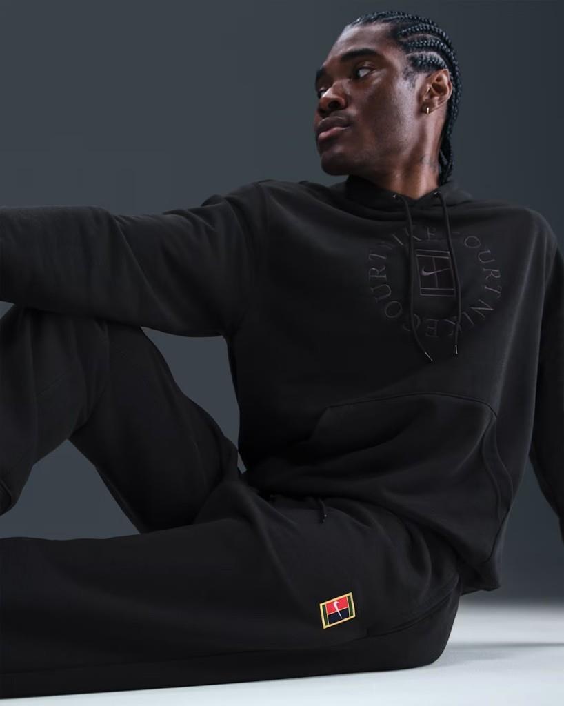 NikeCourt HM6766-010 Heritage Dri-FIT Fleece Erkek Tenis Jogger'ı - Siyah