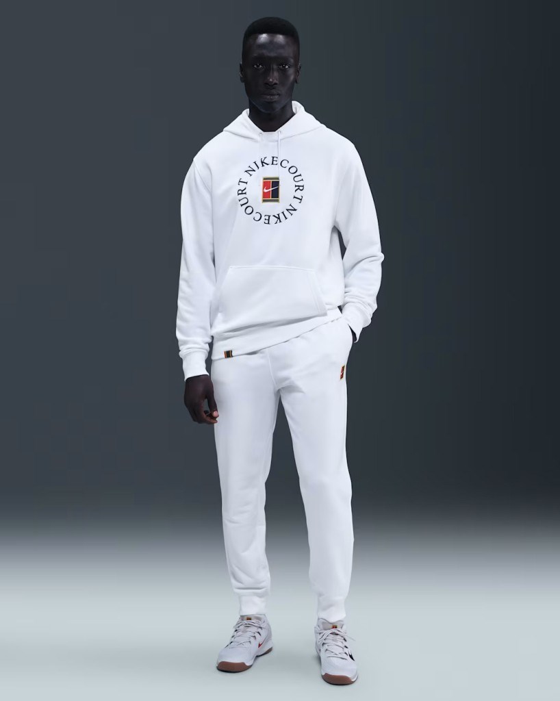 NikeCourt HM6766-100 Heritage Dri-FIT Fleece Erkek Tenis Jogger'ı - Beyaz