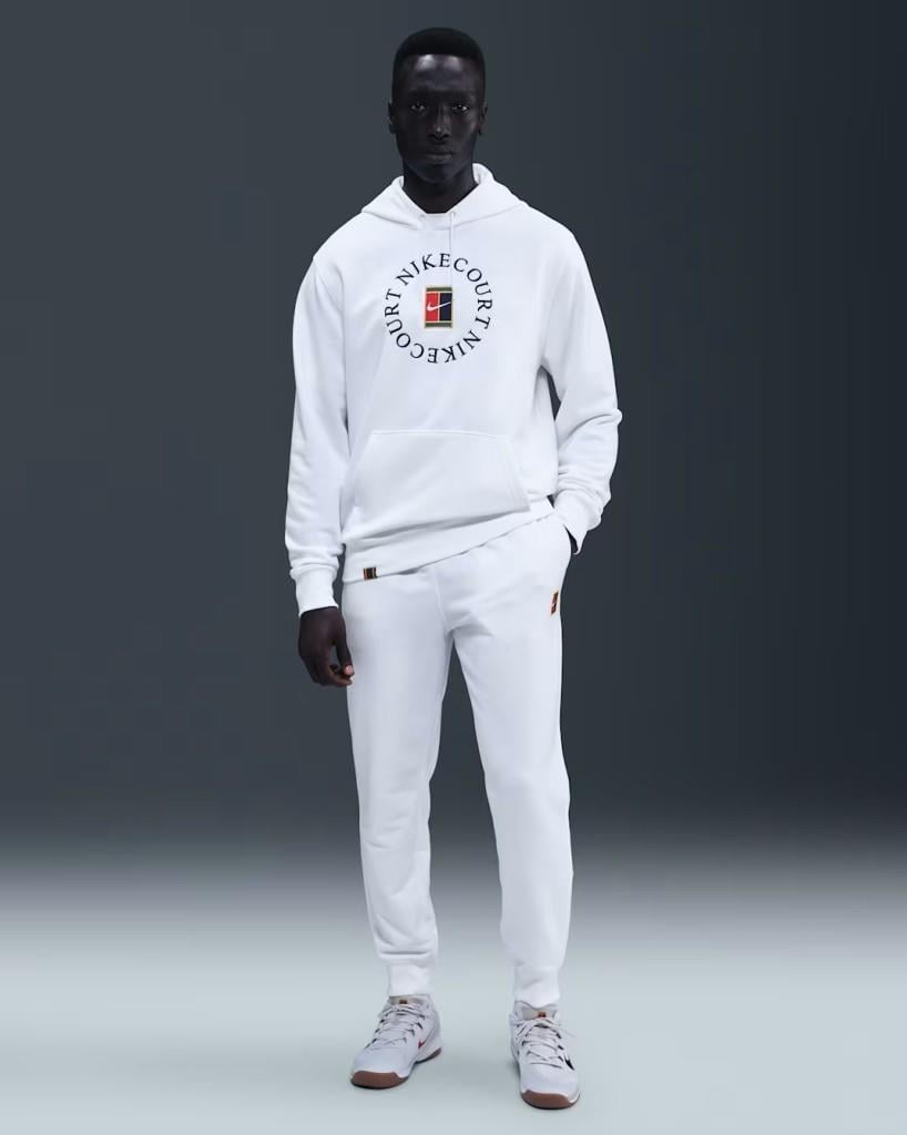 NikeCourt HM6766-100 Heritage Dri-FIT Fleece Erkek Tenis Jogger'ı - Beyaz