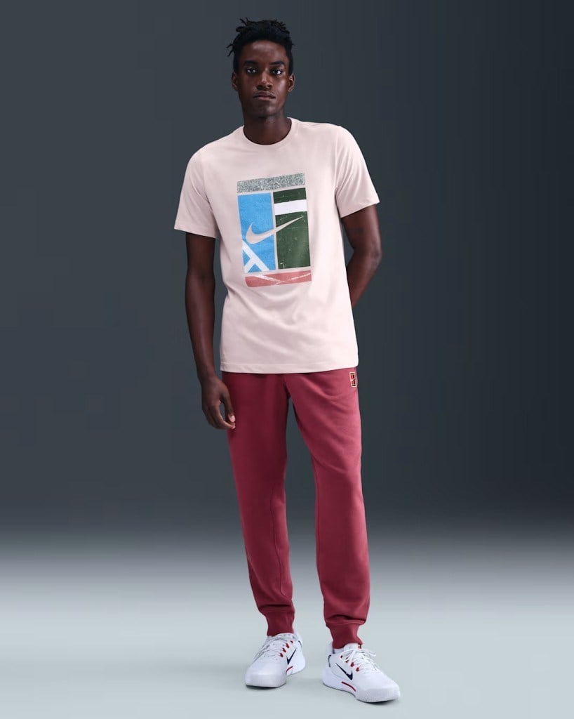 NikeCourt HV1788-667 Dri-FIT Erkek Tişörtü - Silt Red
