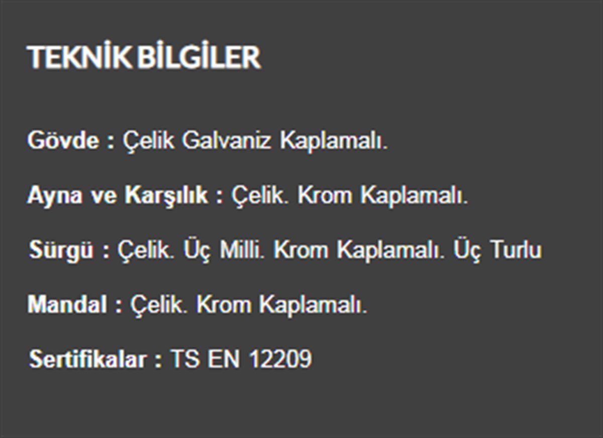 Kale 252/R Çelik Kapı Kilidi Monoblok