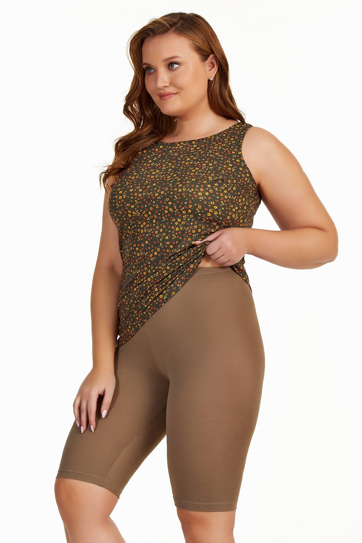 Yeşil Çiçek Desen Kısa Kollu Tankini en iyi fiyatlarla Argento'da!