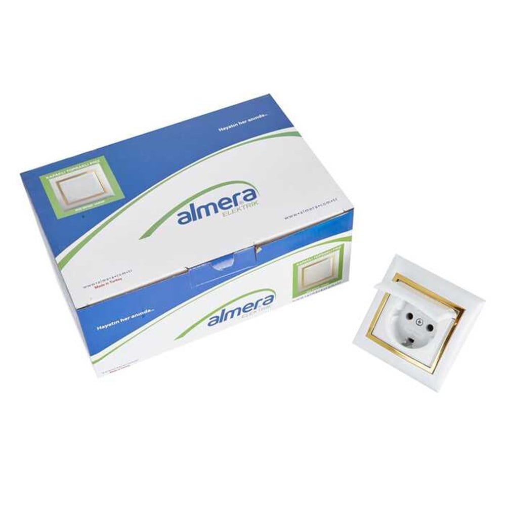 ALMERA VARAK BUZBEYAZ KAPAKLI TOPRAKLI PRİZ