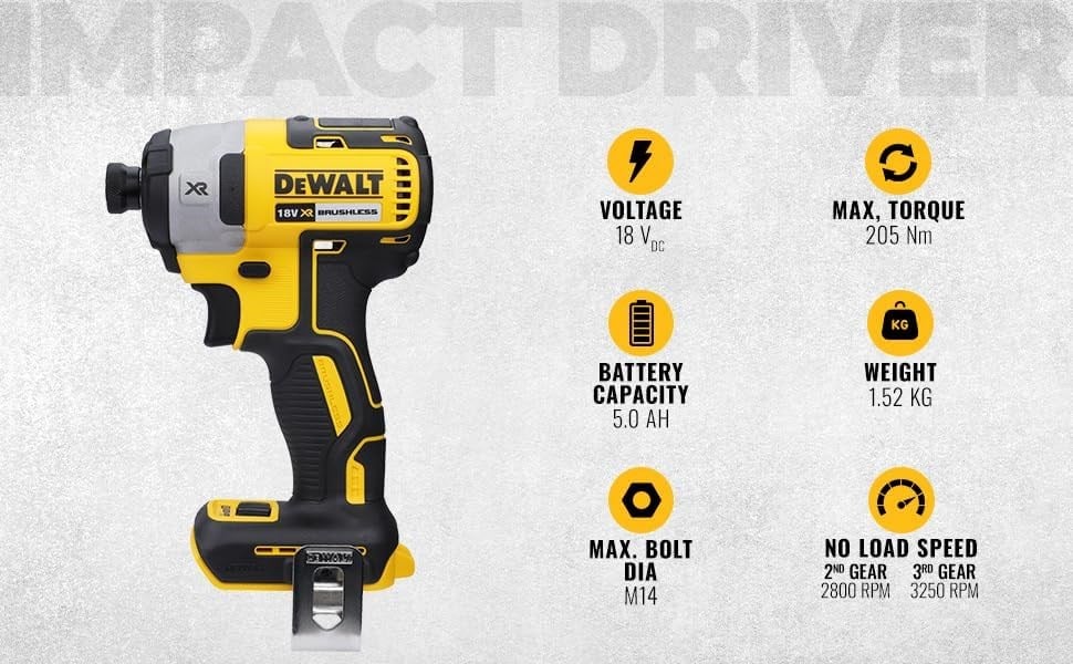 DEWALT DCF887N KÖMÜRSÜZ PROFESYONEL DARBELİ TORNAVİDA ( AKÜSÜZ ) 18 V